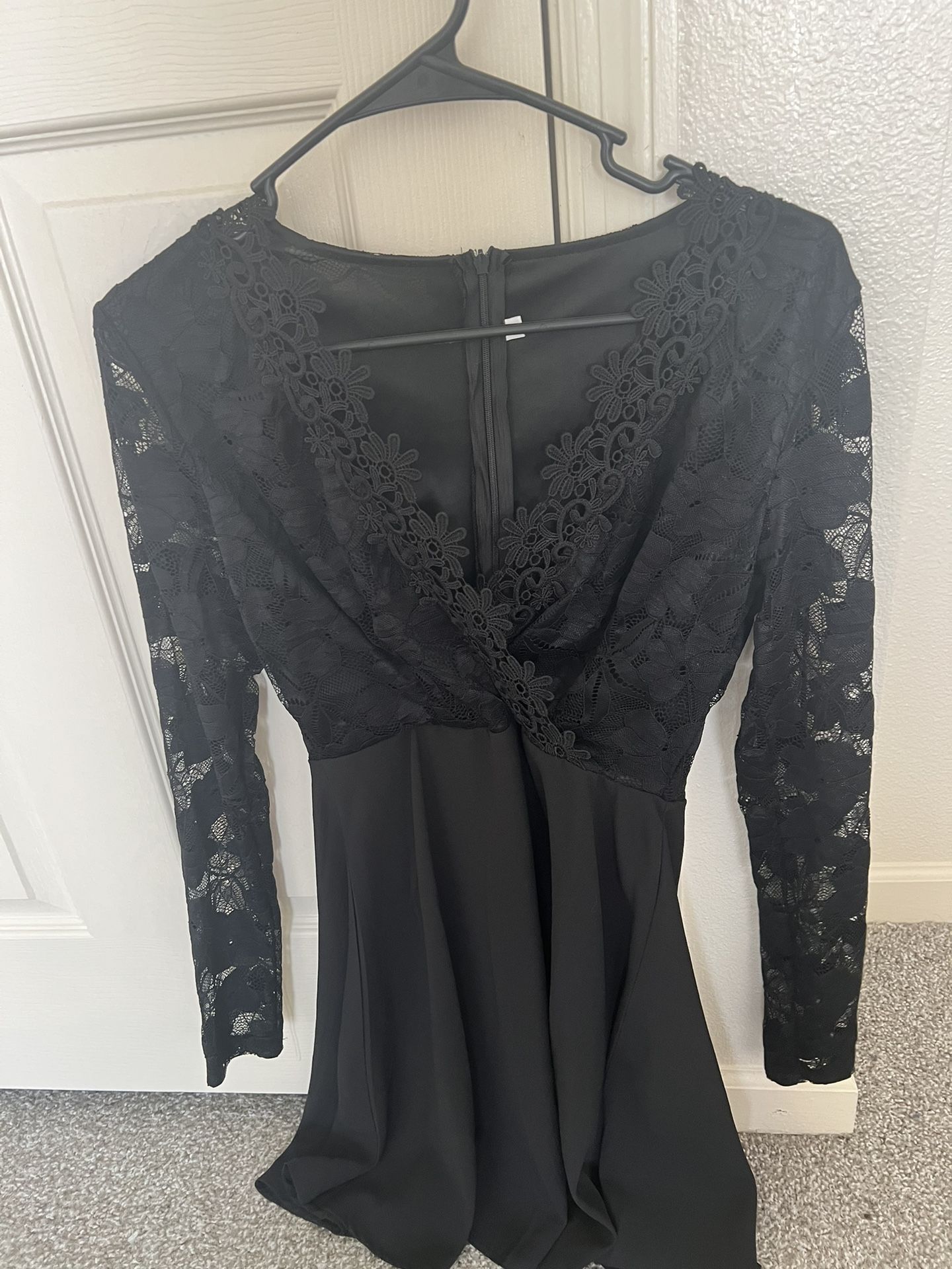 Long Sleeve Lacey Black Dress