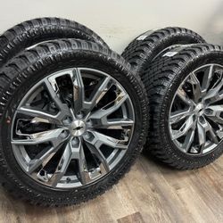 -NEW 22 inch gm style wheels wrapped in 305/45r22 atturo xt tires