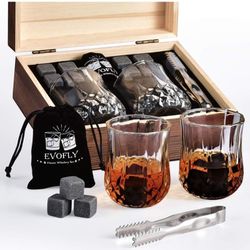 Whiskey Stones Set with Glasses, Drinking Gifts for Dad Husband Him, Ideas for Gift Anniversary Birthday