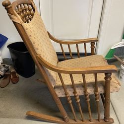 Oak Rocking Chair - Needs To Be Reupholstered
