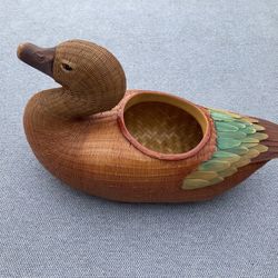 Wood And Wicker Duck Basket