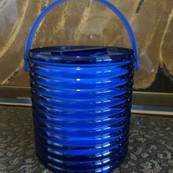 Vintage Circa 1970s Blue Ice Bucket MCM