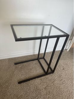 IKEA Side table laptop stand black metal glass VITTSJO