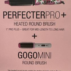 Calista PerfecterPro Heated Round Brush + GoGo Mini Brush (Rose White) 1”