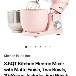 3.5QT
 
Kitchen
 
Electric
 
Mixer
 
with
 
Matte
 
Finish,
 
Two
 
Bowls,
 
10-Speed,
 
Includes
 
Egg
 
Whisk,
 
Dough
 
Hook,
 
Beater