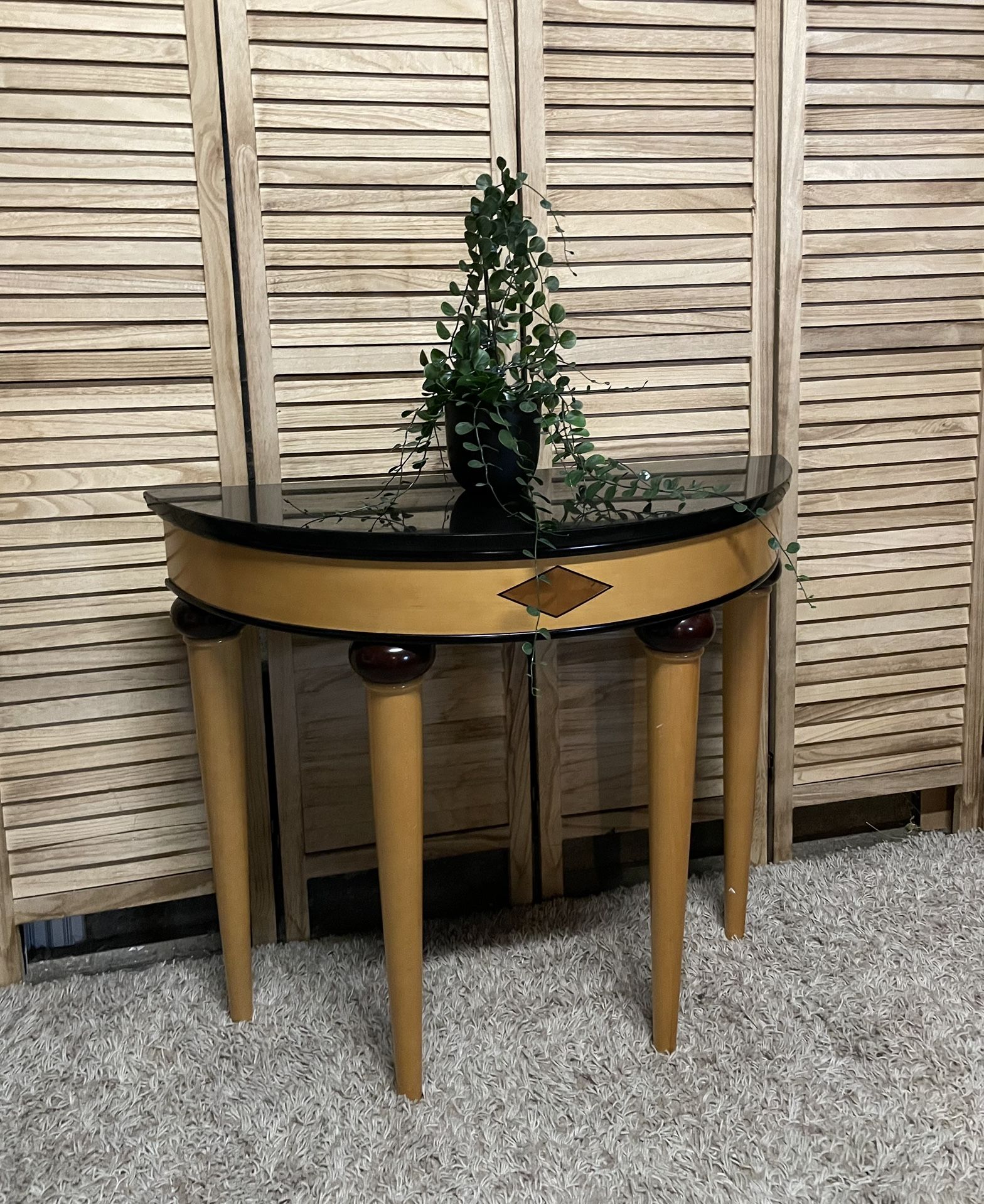 Bombay Company Maple And Mahogany Demilune Consele Table
