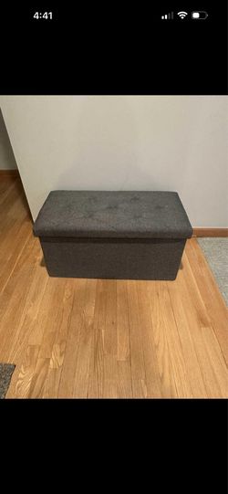 Linen Blend Upholstered Storage Bench Ottoman