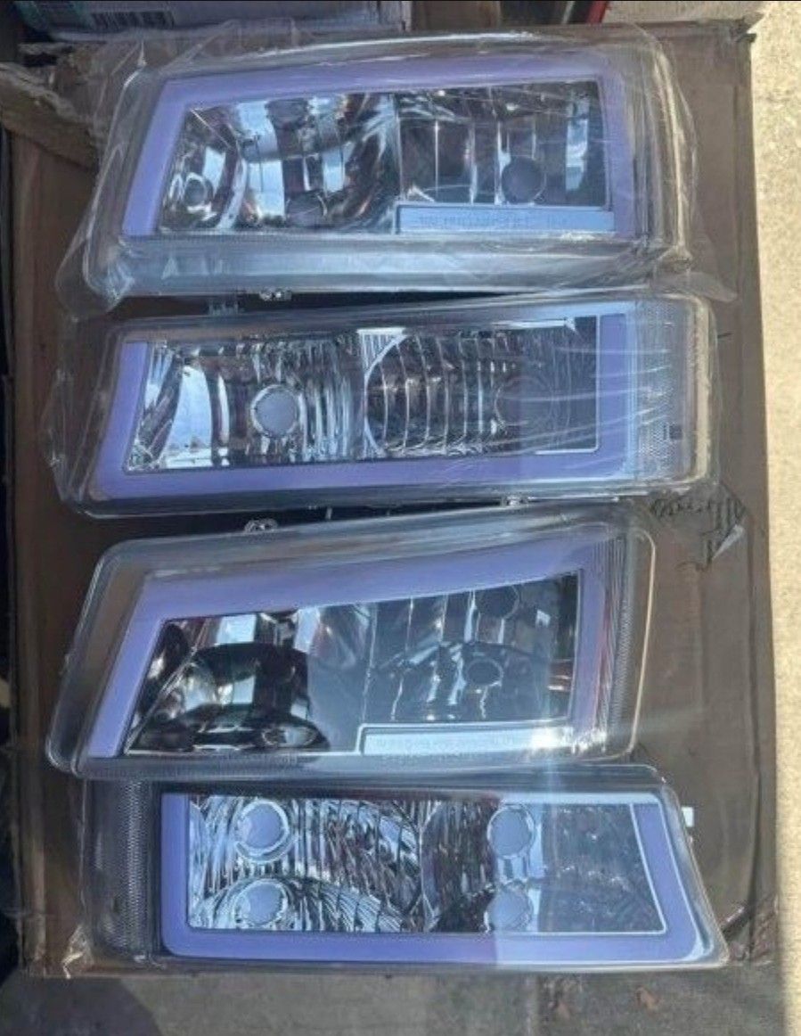 03-06 Chevrolet Silverado Avalanche LED DRL Headlights Luces Micas Calaveras Faros Faroles Focos Headlamps Chevy