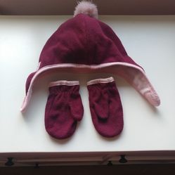 Toddler Girl Fleece Hat And Gloves