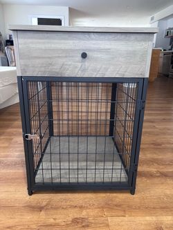 Furniture-Style Dog Crate & End Table – Gray