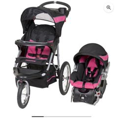 (T) BABY TREND EXPEDITION JOGGER TRAVEL SYSTEM, BUBBLE GUM