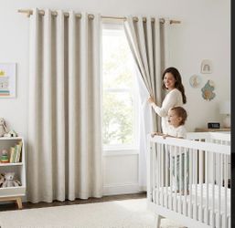 NICETOWN Natural 100% Blackout Linen Curtains 84 inch