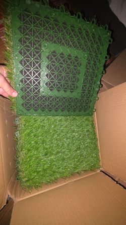 Interlocking Artificial Grass Tiles.