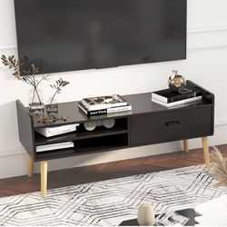TV Stand with Drawer and Storage, Retro TV Stand for Media Cable Box Gaming Consoles
