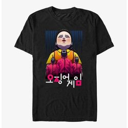 Squid Game Black T-Shirt Anime Group T-Shirt Doll Red Light Green Light New - Discounts In Description