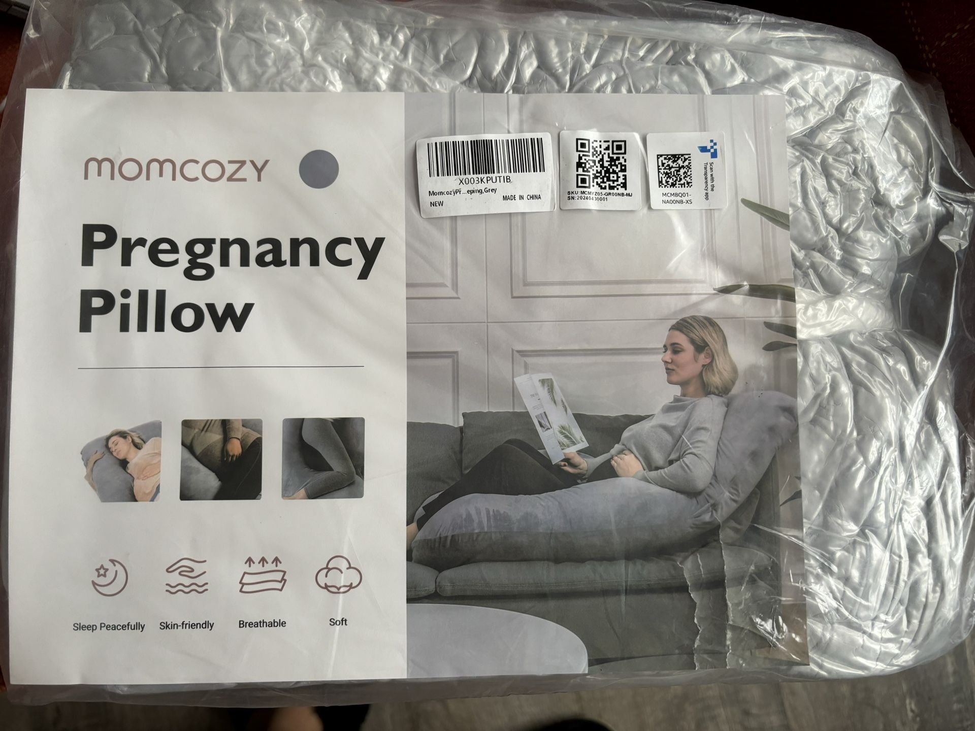 Momcozy Pregnancy Pillows with Cooling Cover, Full Body Maternity Pillow