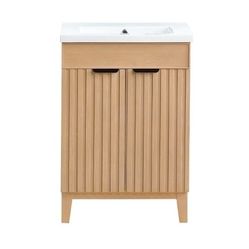 Palos 24" Freestanding Single Sink Bathroom Vanity with White Ceramic Basin Top