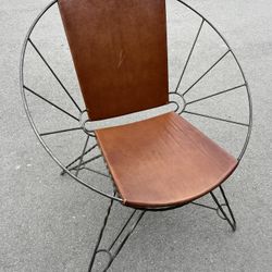 Van Thiel & Co Leather And Metal Chair Vintage 