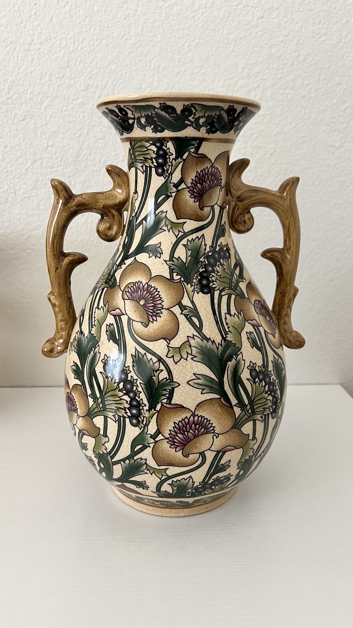 Large Floral Vase 12.5” Tall