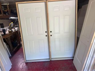 White 6-Panel Double Door Unit with Frame