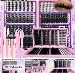 800pcs Lash Clusters for Eyelash Extension, Lash Clusters Kit, Includes Spiky and Bottom Lashes, 40D/60D/80D Mixed-Style Volume Lash Clusters with Glu