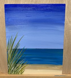 Gorgeous Ocean Seascape Original Acrylic Painting With Beautiful Colors, Artist Signed, 8 x 10, Unframed