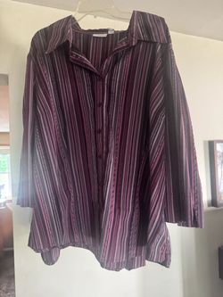 Women's Striped Button-Down Tunic Blouse