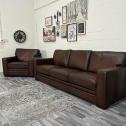 Luca Top Grain Leather 2pc Sofa Set | Free Delivery