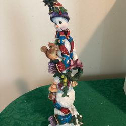 Lenox Winter Companion Pencil Snowman Christmas Figurine With Box 2000 11.5” Tall