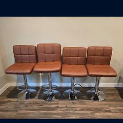 Soft Brown Leather Barstools 