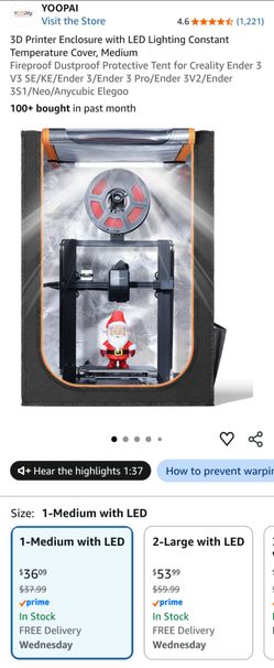 3D Printer Enclosure + LED + exhaust/fan - Ender, Neo, Elegoo, Ankermake M5C