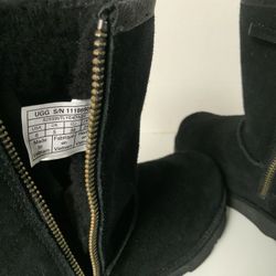 UGG Kids' Classic Short Dual Zip II Girls Boots Black Sz US 6 EU 38