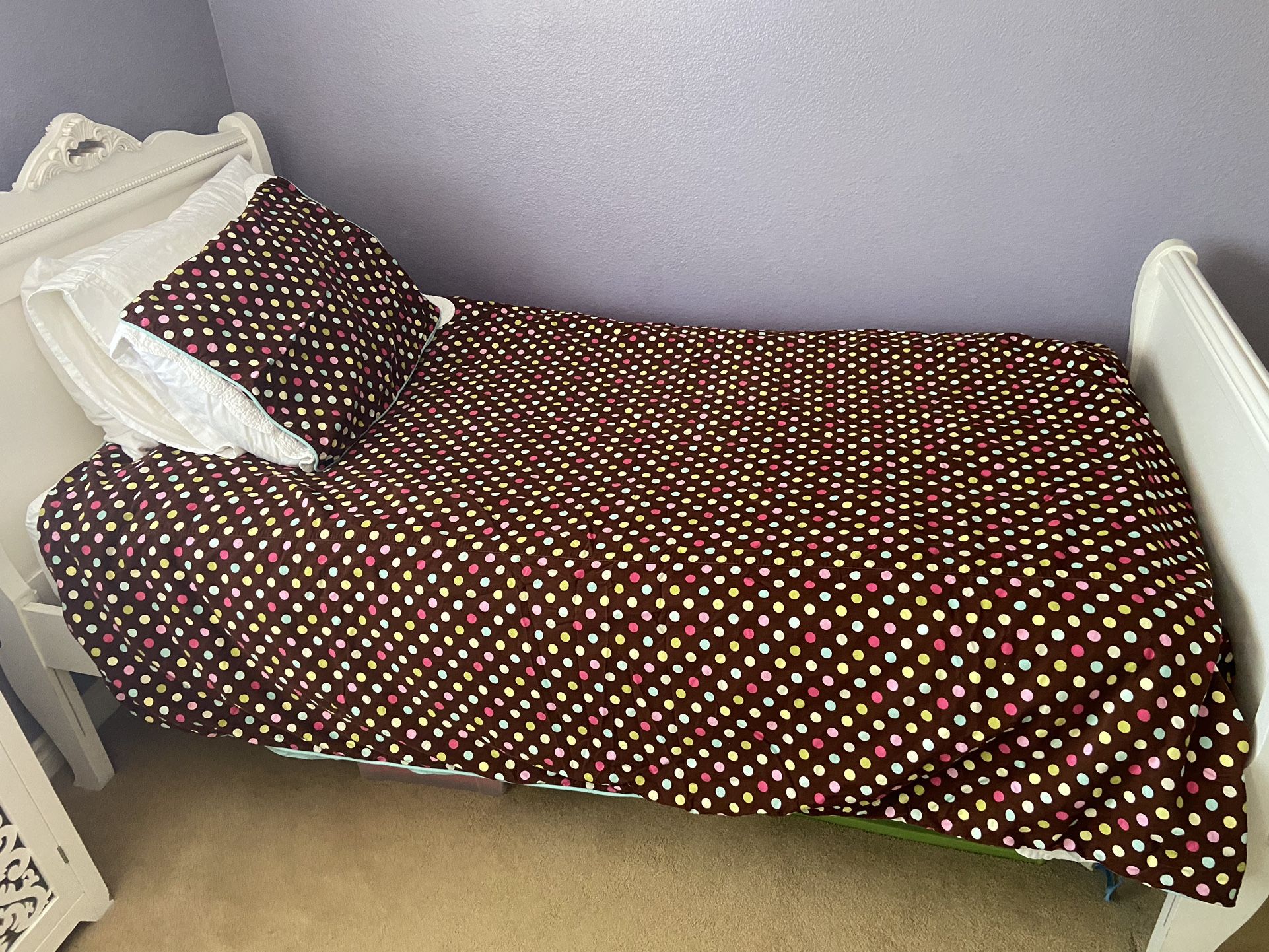Pottery Barn Teen Duvet Set Twin Brown Coco Polka Dot Corduroy