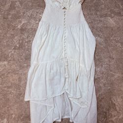 Shyanne XS Country Wear It Heart ivory Cream Swiss Dot High Low Dress stretch