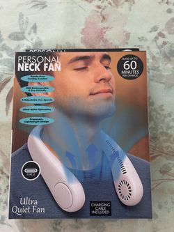 Portable Light Neck Fan Ultra Quiet Rechargeable Hands Free W/ Charger 3 Speeds
