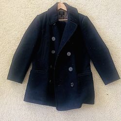 Mens — J Crew Dark Navy Blue 100% Wool Peacoat 