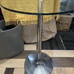 Cocktail Bar Glass Table With Chrome 