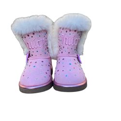 Toddler Juicy Couture Girls Pink Rhinestone Burbank Fur Ankle Winter Boots Size 6