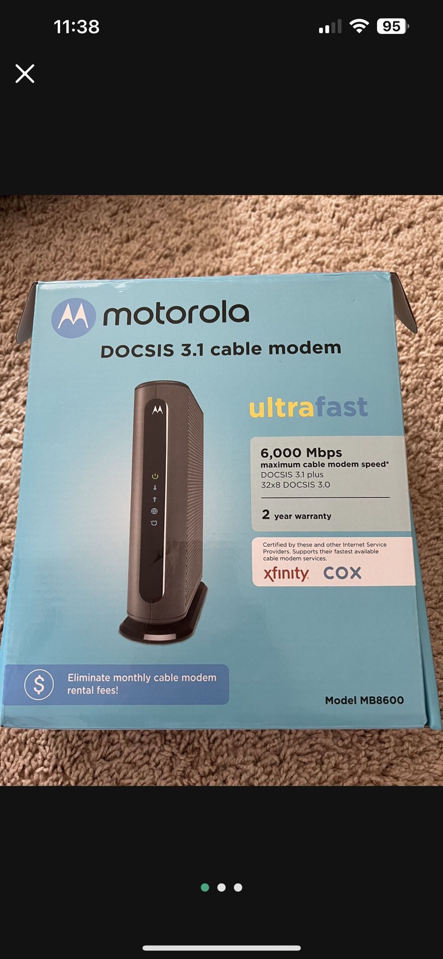 Motorola DOCSIS 3.1 Cable modem Model MB8600