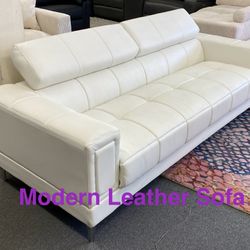 Modern Leather Sofa with Adjustable Backrests (Finance and Delivery)