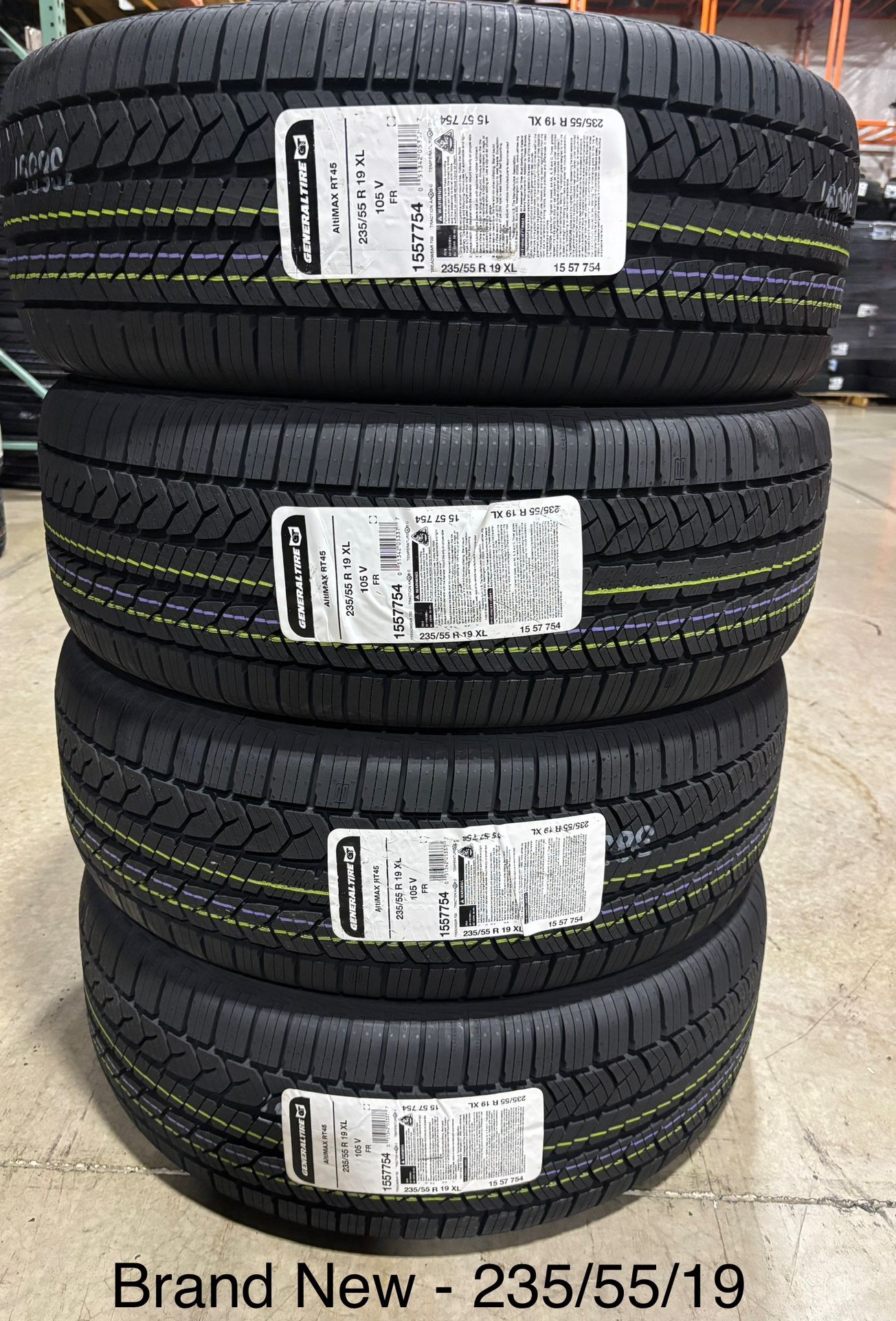 (4) - 235/55/19 General Altimax RT45 All Season Tires