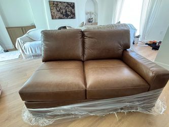 Monarch Brown Top-Grain Leather 2-Piece Sectional Set with: Left-Arm Facing Chaise