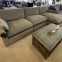Sophie Cocoa Velvet Modular 3pc RAF Chaise Sectional