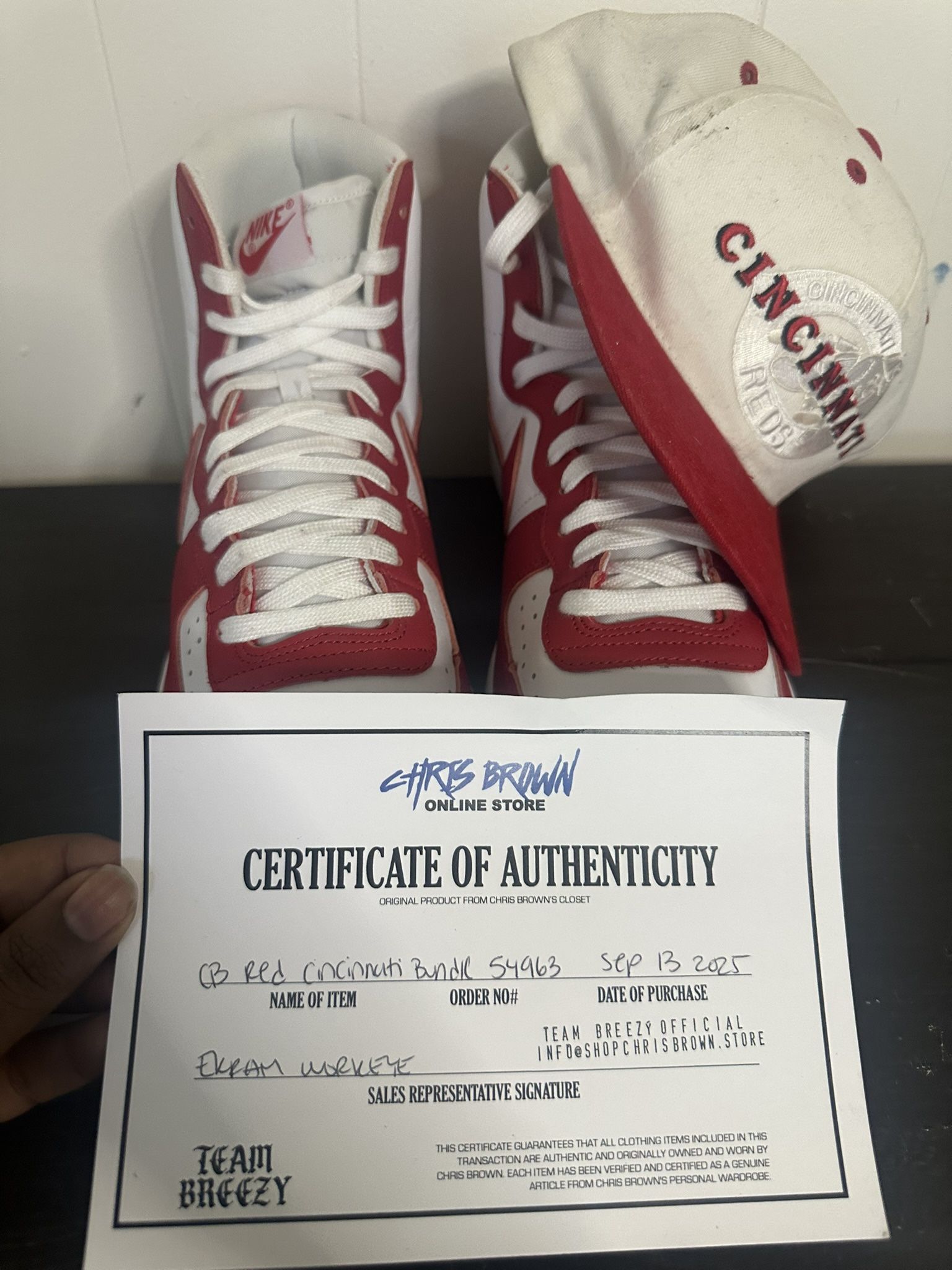 Chris Brown Shoes & Hat With Proof Of Authenticity