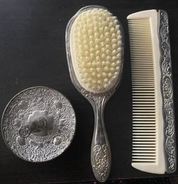Godinger Silver Plated Brush, Comb and Ring Holder Set