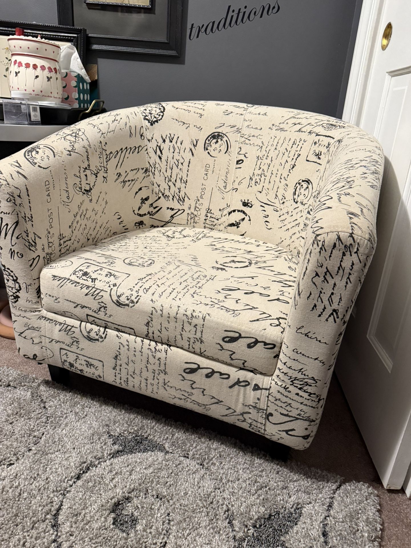 Barrel Chair & Ottoman/Stool