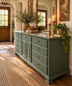 Beautiful Solid Wood Sage Green Dresser