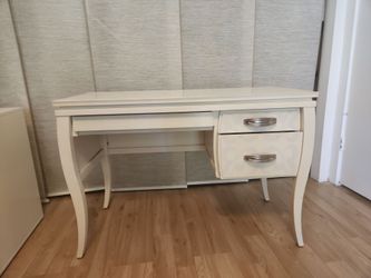 White Wood Desk with Two Drawers