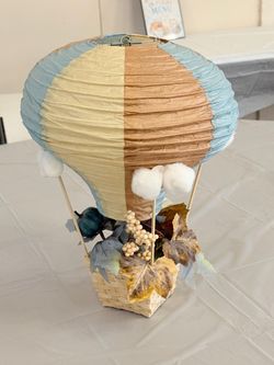 8 Sets: Blue Brown Hot Air Balloon Table Centerpieces Decor