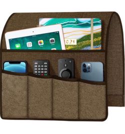 Brandnew Arm Chair Caddy, Remote Control Holder for Recliner Couch, Sofa Armrest Organizer with 5 Velvet Pockets for Magazine, Tablet, Phone, iPad, Co